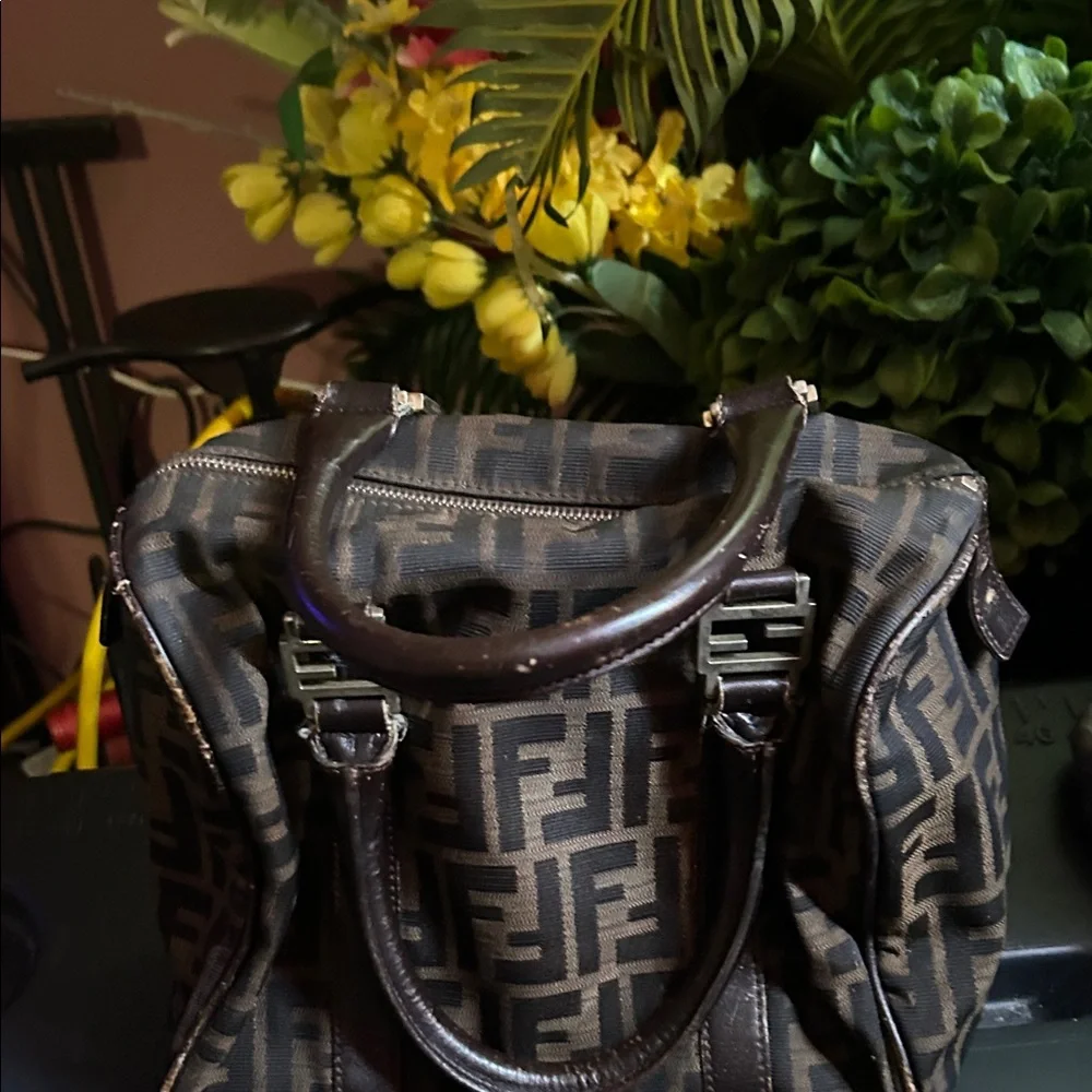 Fendi Zucca Monogram Canvas Handbag in Dark Brown and Black - Picture 1 of 9